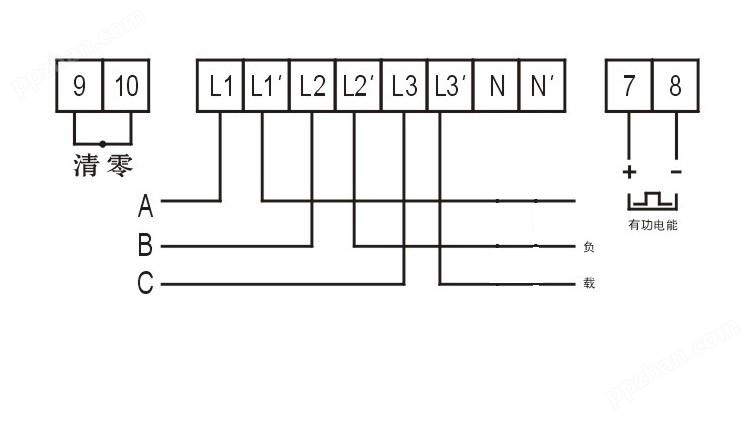 DSS型三相四线只能表直接式接线图