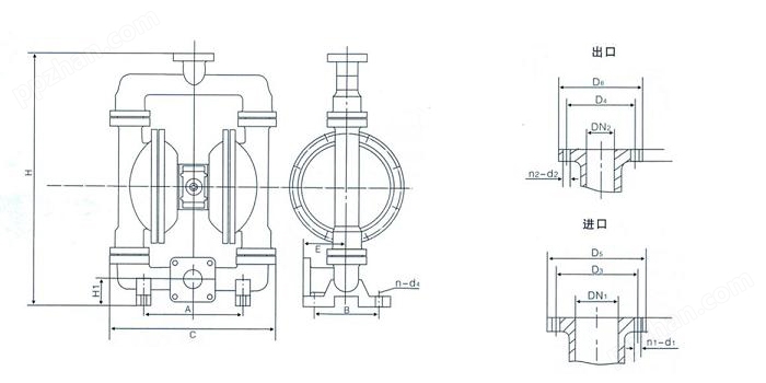 QBY/K衬氟气动隔膜泵安装图